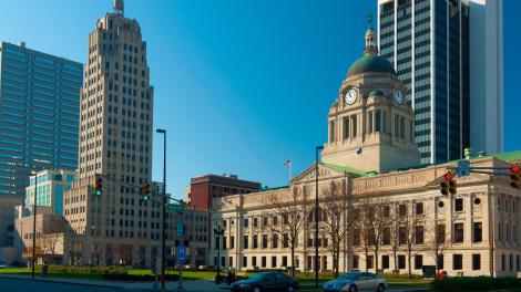 View of the downtown district skyline in Fort Wayne