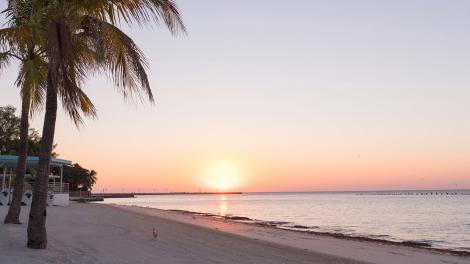 Sandy beach and calm ocean views in Key West, Florida