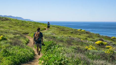 Channel Island coastal hiking trail popular for its views of the rocky Pacific Coast