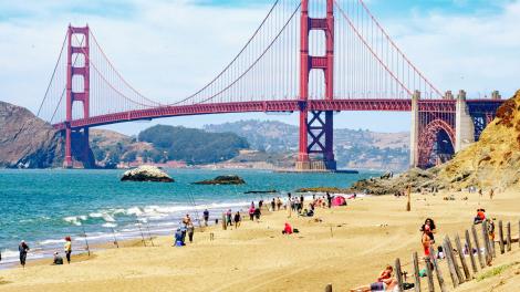 A view of the Golden Gate Bridge from Baker Beach 