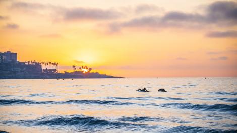 Sunset from the beach in La Jolla in San Diego, California