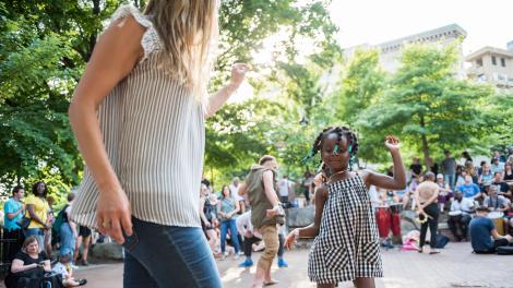 Dancing at a drum circle in Asheville, North Carolina