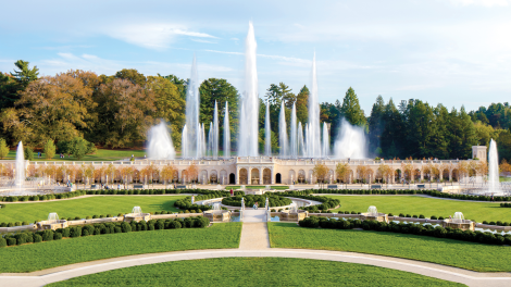 The fountains at Longwood Gardens, a 19th century estate in Kennett Square, Pennsylvania