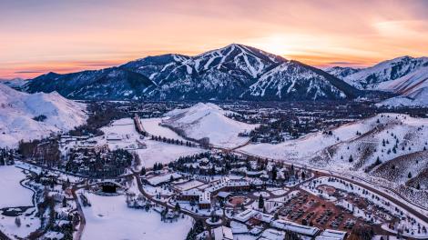 Aerial view of Sun Valley in winter
