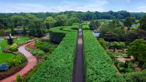 Una vista aérea del Chicago Botanic Garden (Jardín Botánico de Chicago) en Glencoe, Illinois