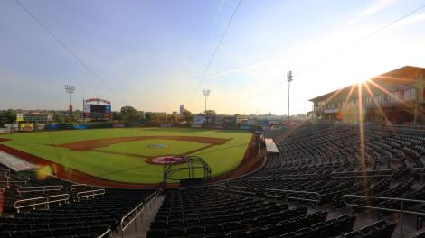 Vista aérea de Hammons Field, el estadio del equipo de béisbol Springfield Cardinals en Misuri