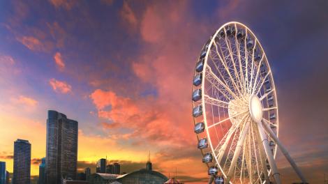 The Centennial Wheel at sunset