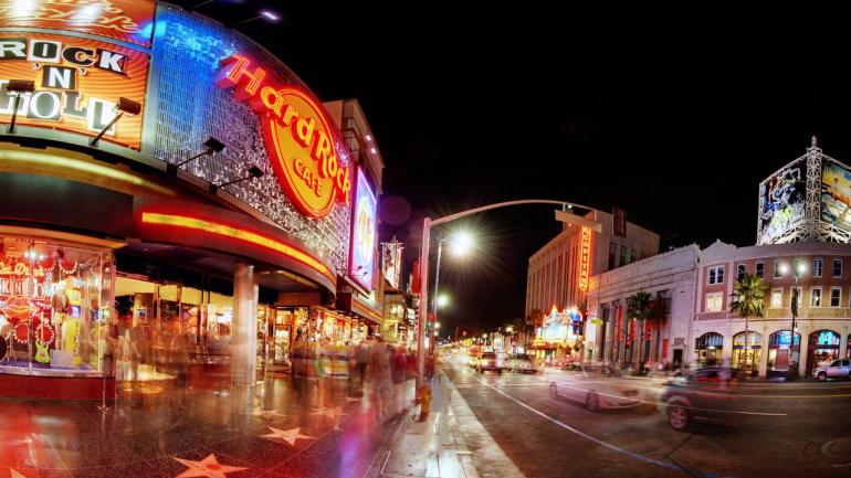 Family-friendly restaurants in Los Angeles include the Hard Rock Café on Hollywood Boulevard.