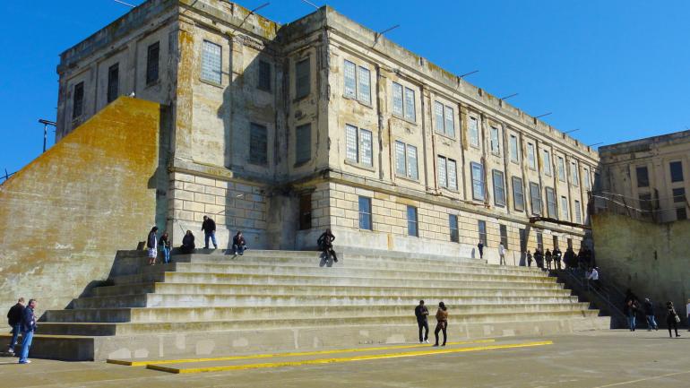Walking around the historical sites at Alcatraz Federal Penitentiary