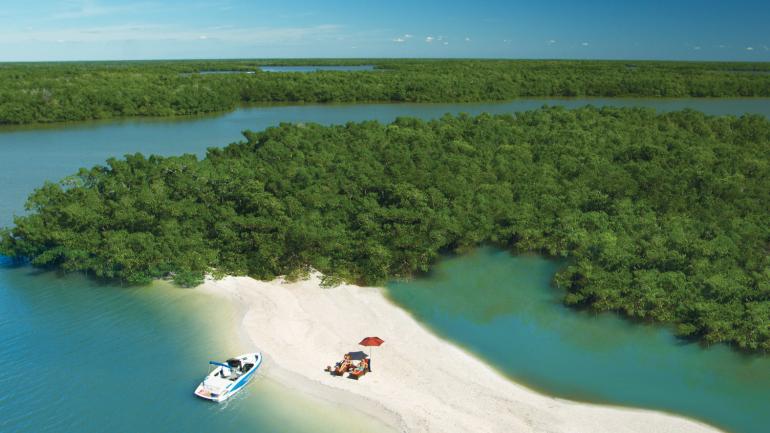 Soaking up the sun on a sandbar in the Ten Thousand Islands