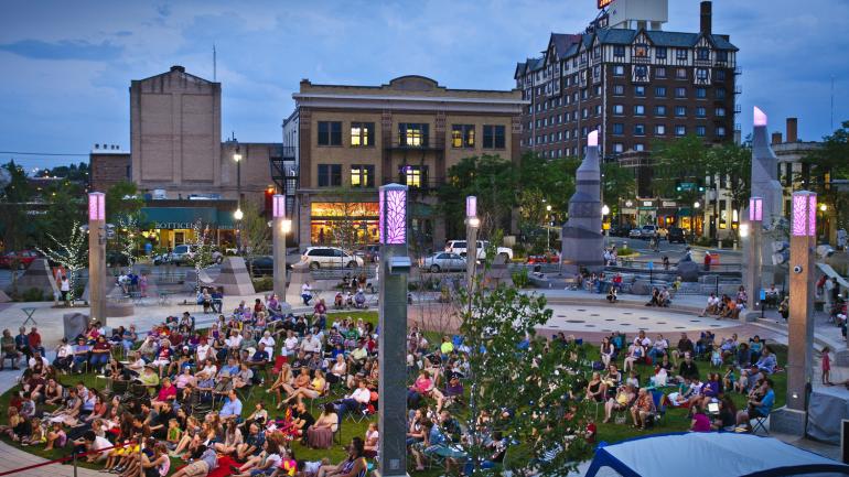 Main Street Square, popular gathering spot in Rapid City, South Dakota