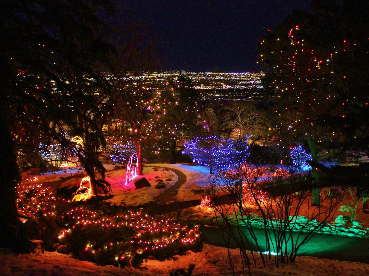 Cheyenne Mountain Zoo glowing during the Electric Safari