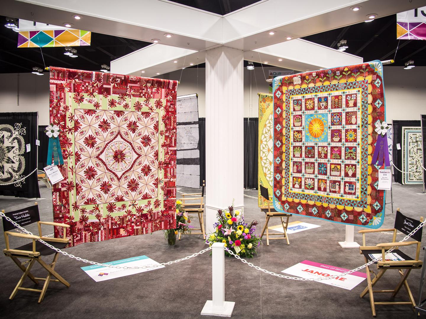 Competitor quites at Spring AQS QuiltWeek in Paducah, Kentucky