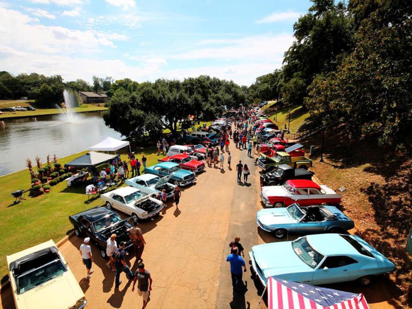 Checking out classic cars during the Natchitoches Car Show