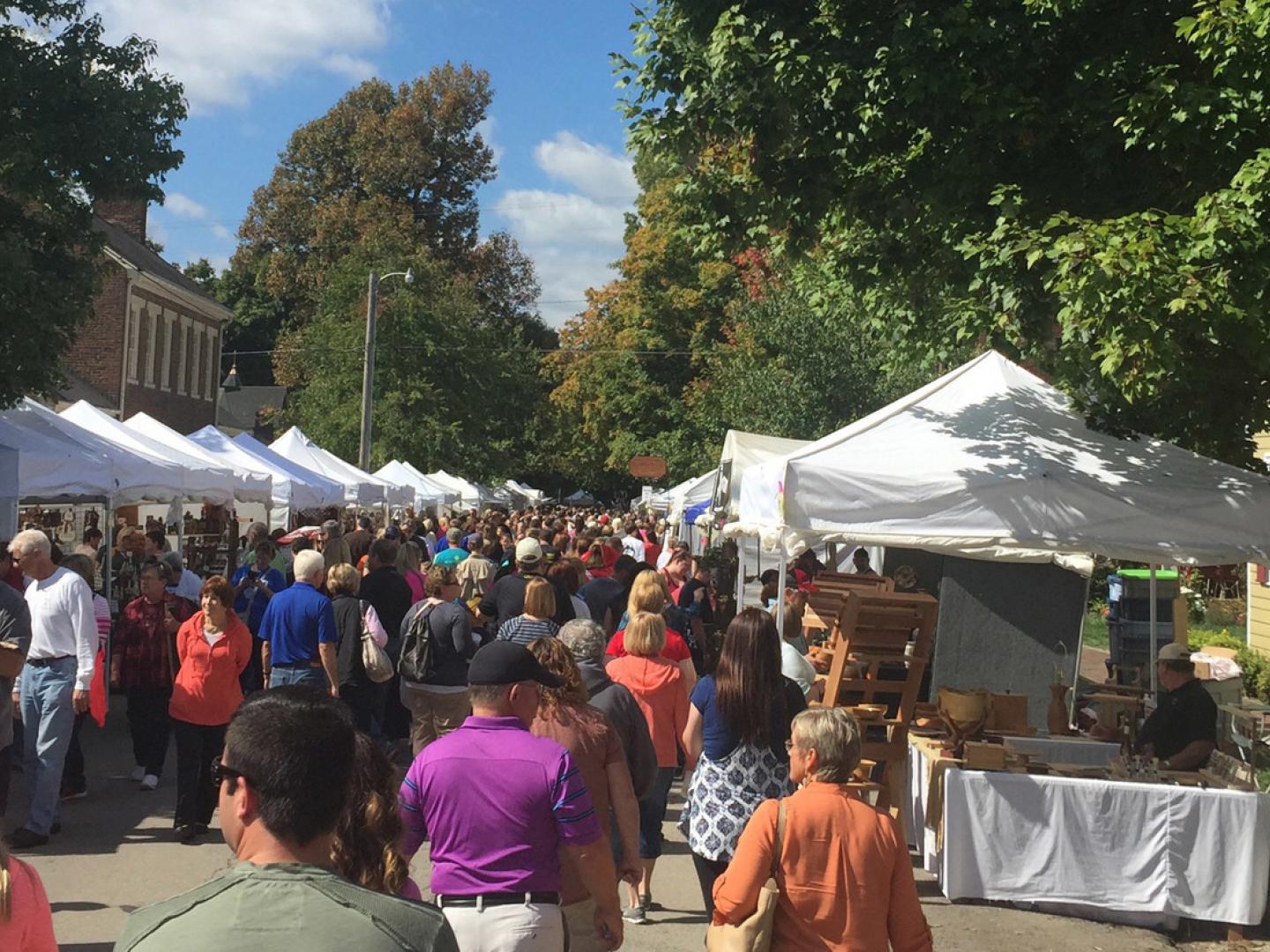Browsing the  Arts, Crafts and Antiques Fair on Bardstown Main Street