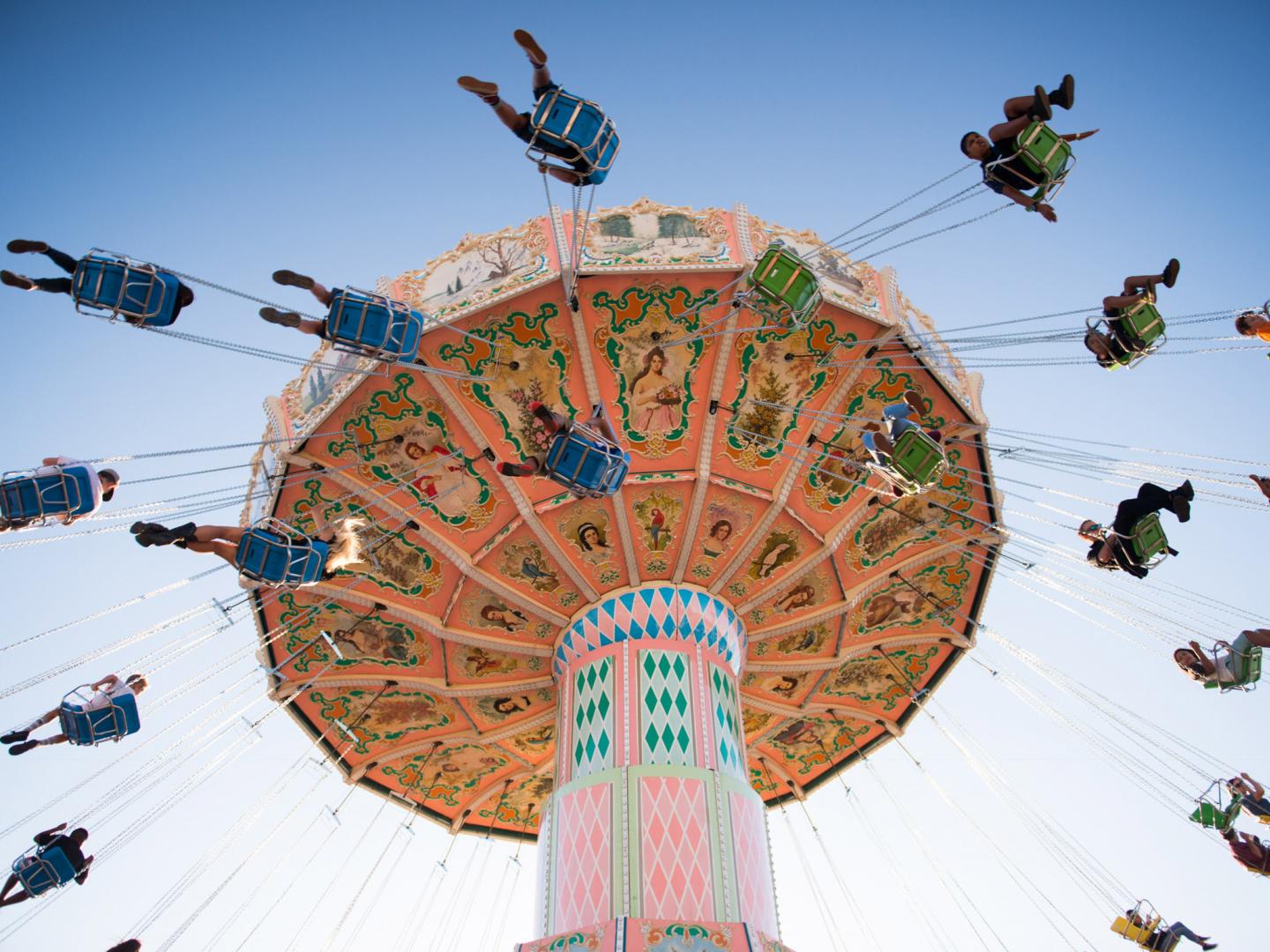 Midway carnival ride at the California Mid-State Fair in San Luis Obispo, California