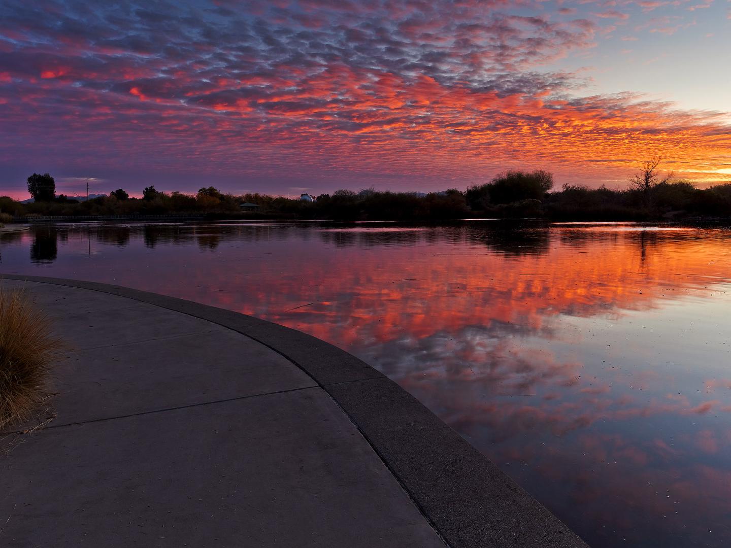 Sunset over the Riparian Preserve at Water Ranch in Gilbert, Arizona