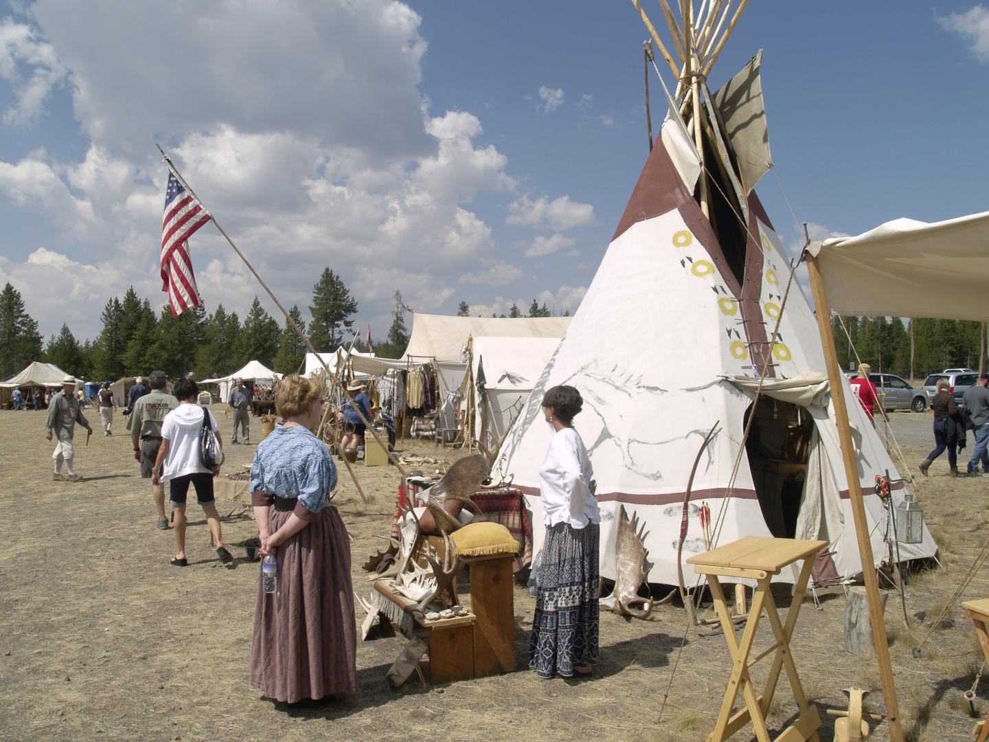 Vendors at the Smokin' Waters Mountain Man Rendezvous in West Yellowstone, Montana
