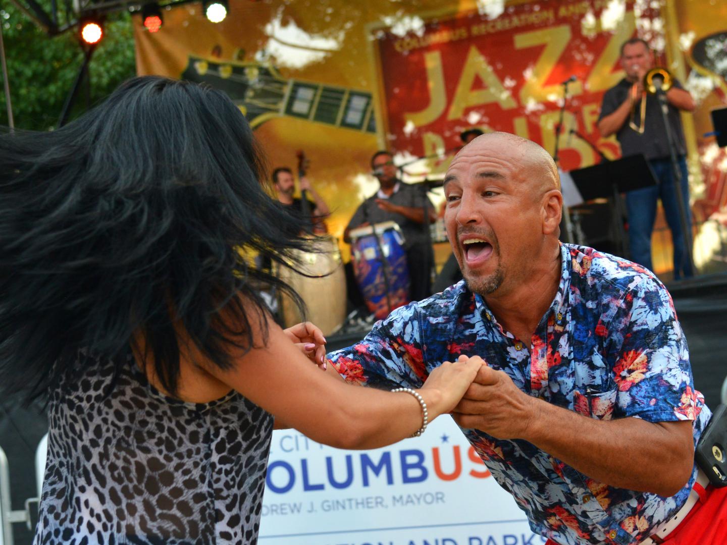 Dancing to live music during the Jazz & Rib Fest in Columbus, Ohio