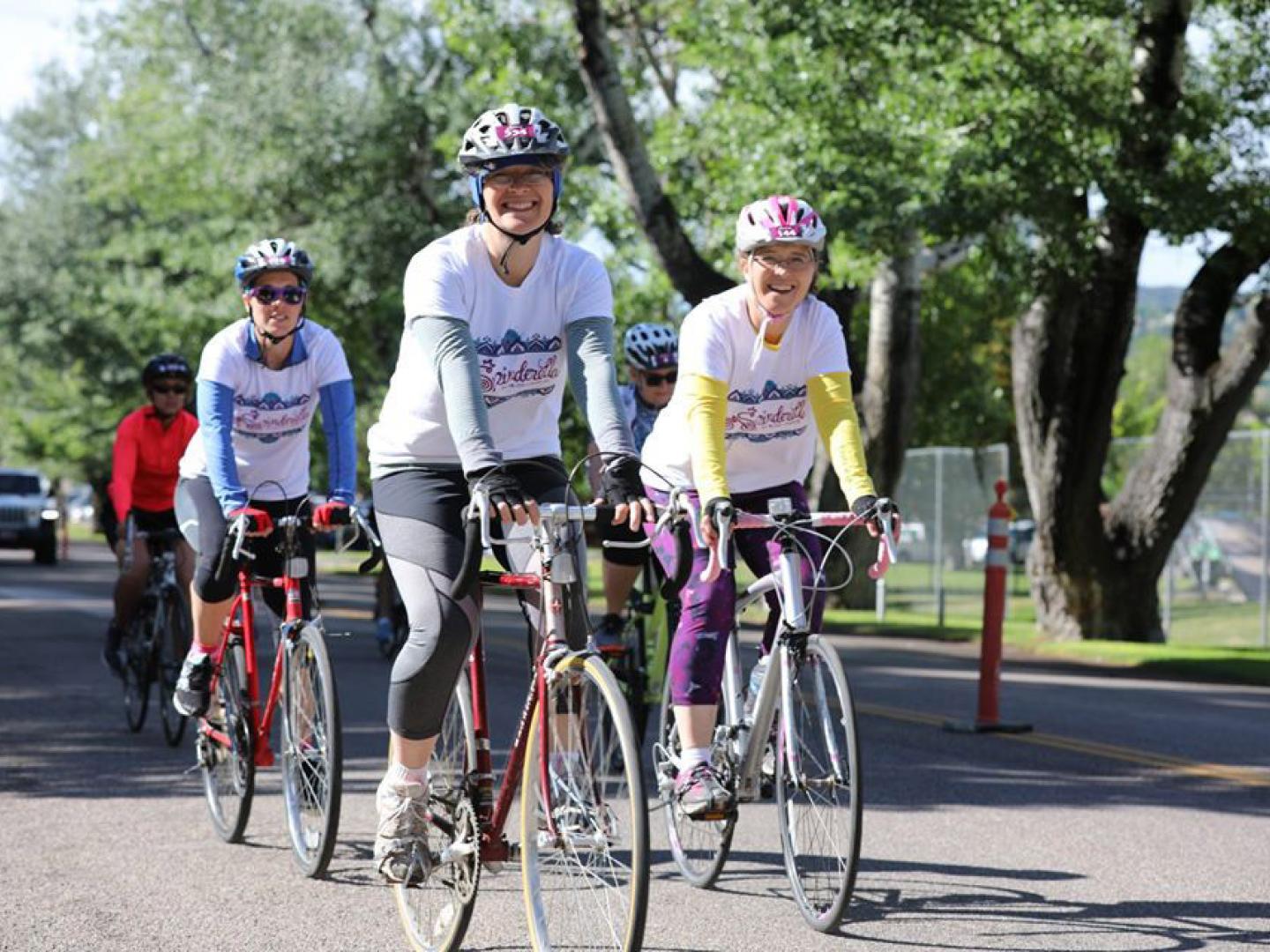 Cyclists participating in the annual Spinderella ride in Pocatello, Idaho
