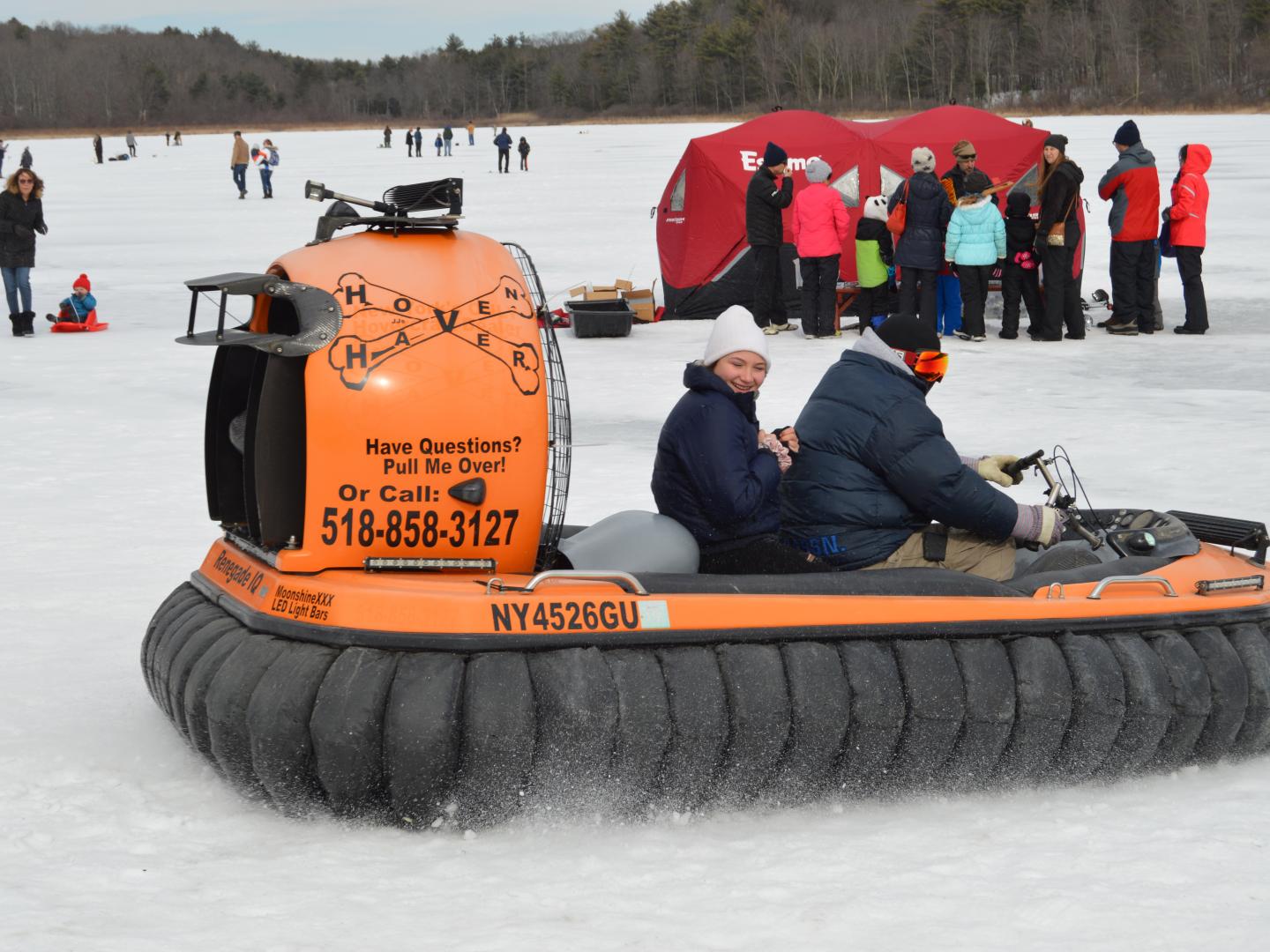 Fun on the ice during the Winter Festival at Lawson Lake in Albany, New York