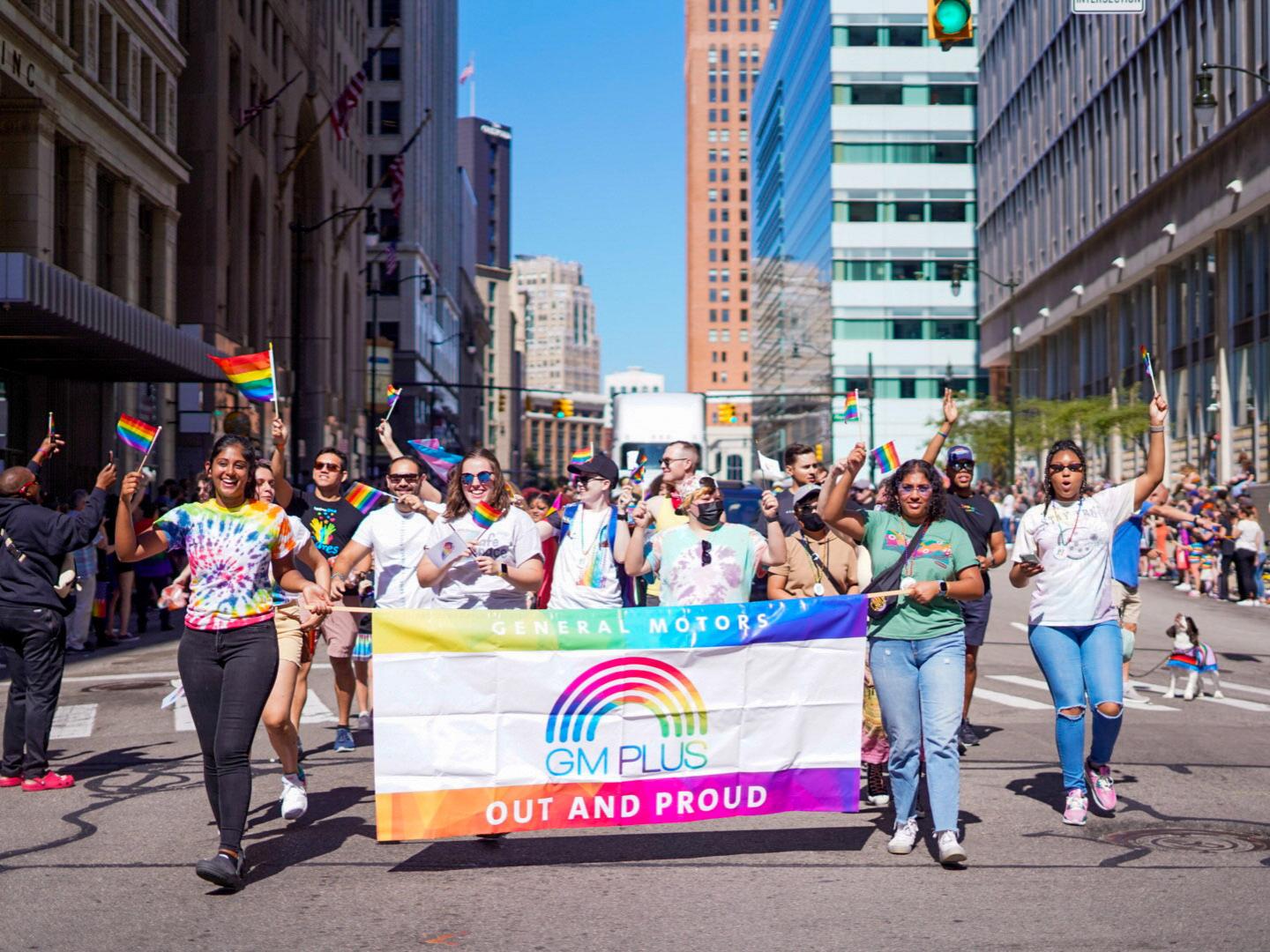 Celebrating Motor City Pride in downtown Detroit, Michigan