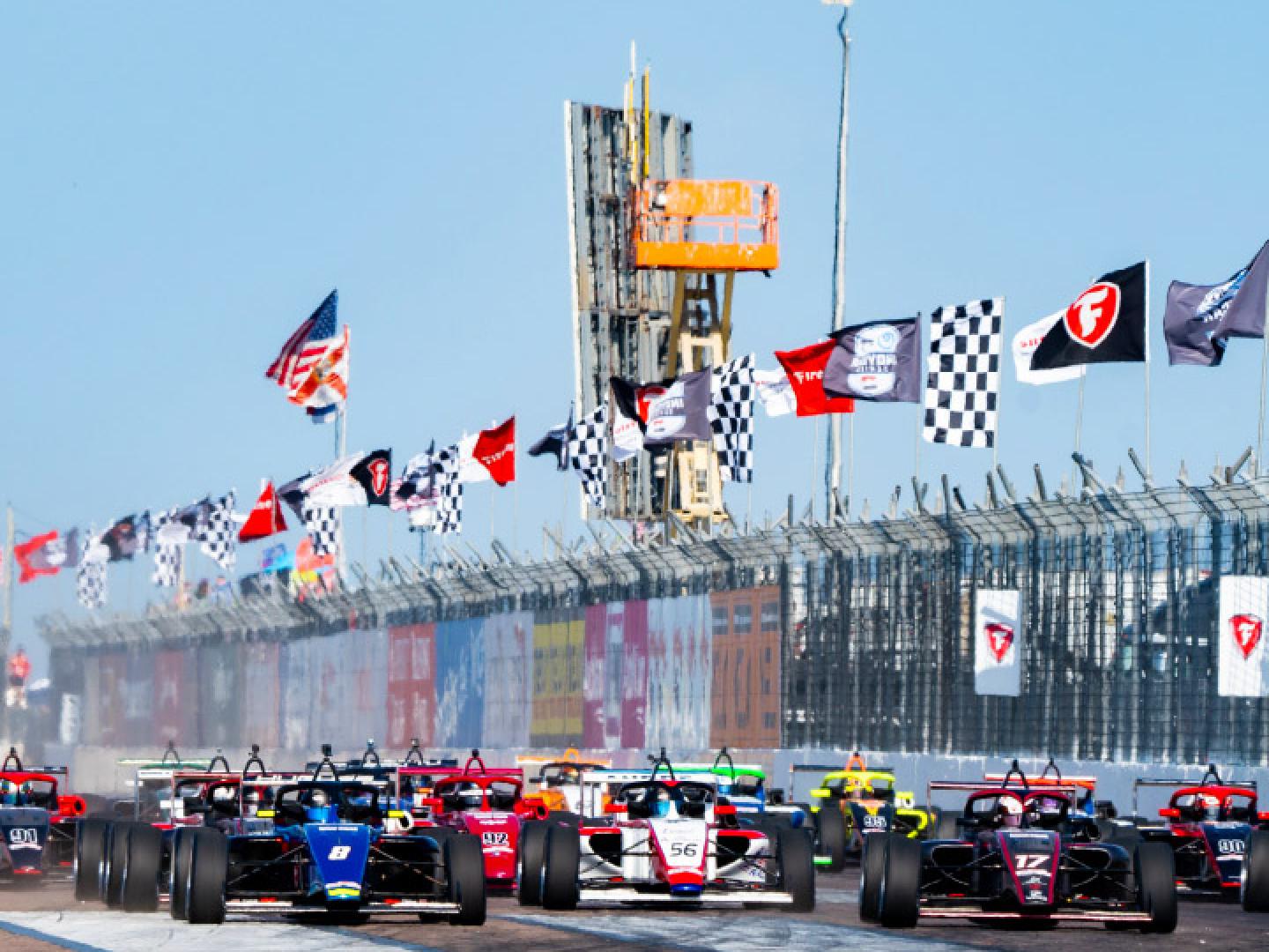 IndyCars race during the Grand Prix of St. Petersburg