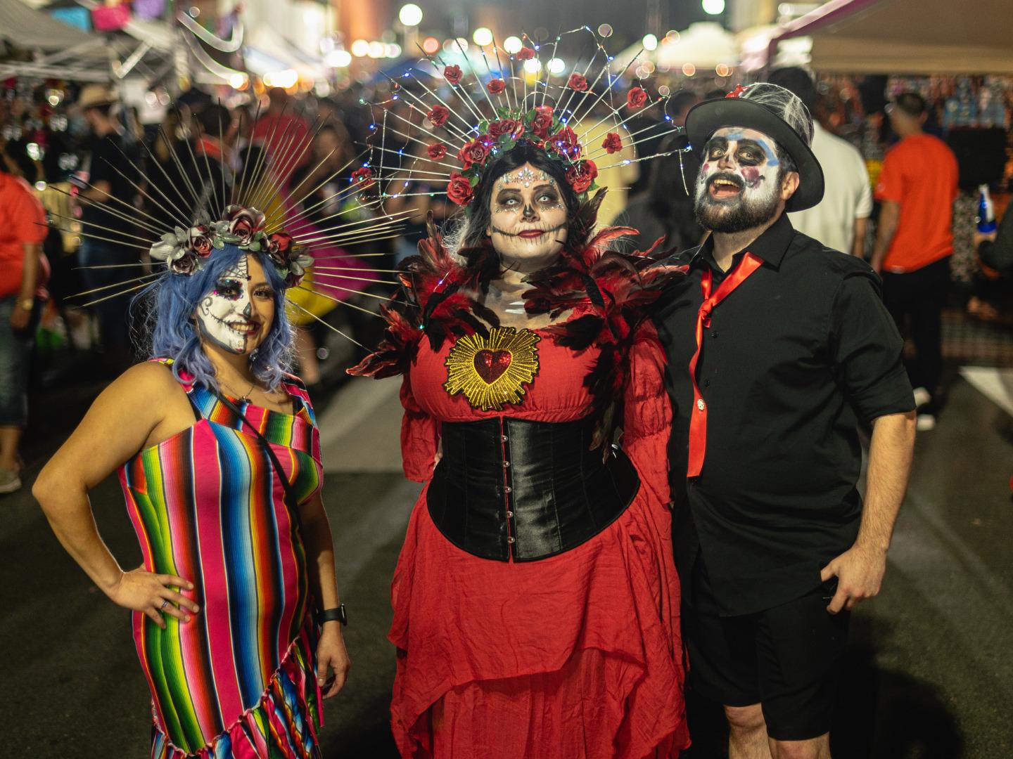 Celebrating at the Corpus Christi Dia De Los Muertos Street Festival in Corpus Christi, Texas