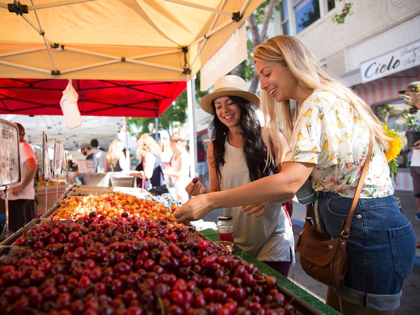 Shopping for local produce at the State Street Farmers Market in Carlsbad, California