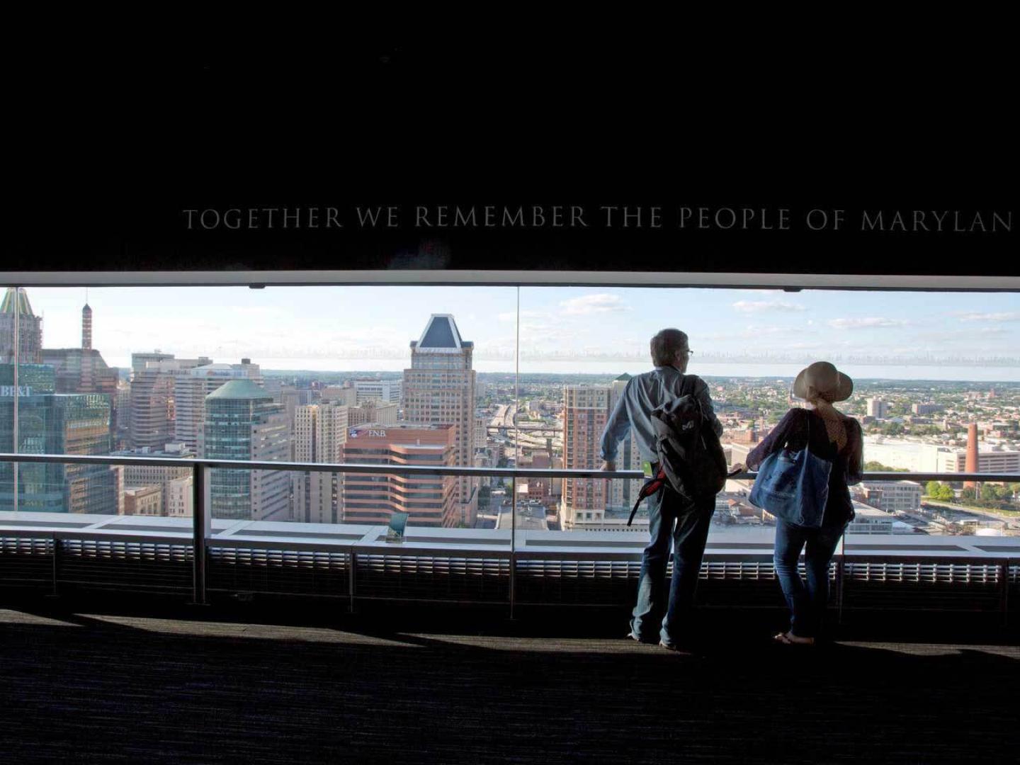Viewing the Inner Harbor from Top of the World Observation Level at World Trade Center Baltimore
