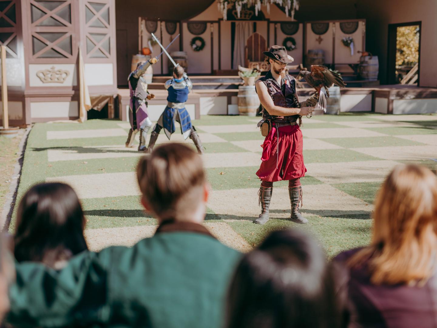 Swordplay and falconry demonstrations at the Pennsylvania Renaissance Faire