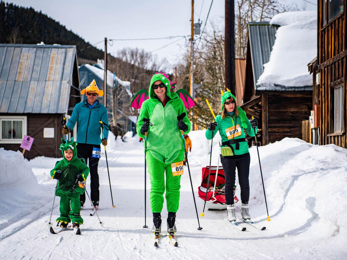 Skiers participate in the Alley Loop Nordic Marathon in Crested Butte, Colorado