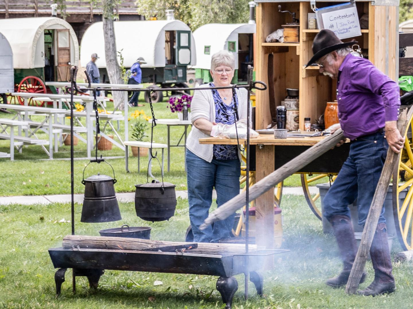 A blacksmithing demonstration during Glenrock Sheepherders Rendezvous in Glenrock, Wyoming