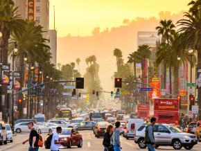 Bustling activity on the iconic Hollywood Boulevard