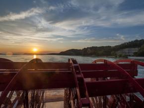 Sunset over the Mississippi River from the Spirit of Peoria riverboat