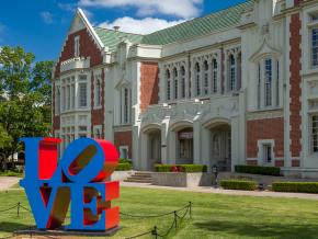 Sculpture adorning the lawn at the University of Oklahoma Visitor Center