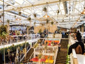 The Anaheim Packing District food hall, renovated from a former citrus packing house