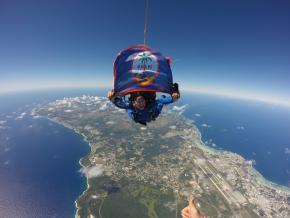 Skydiving with the Guam flag