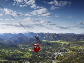 Riding the Estes Park Aerial Tramway to the summit of Prospect Mountain