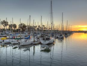A peaceful marina scene at dusk A peaceful marina scene at dusk