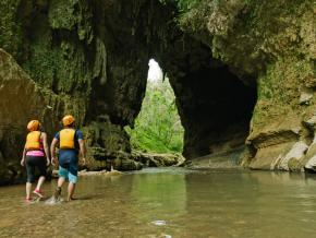 Exploring caves at Tanama River Adventures in Utuado