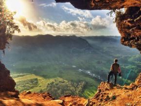 Taking in the view after hiking to Cueva Ventana
