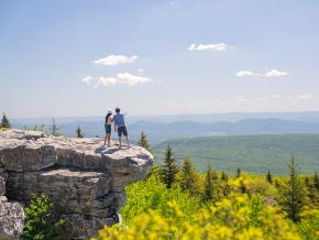 Hikers overlooking Dolly Sods Wilderness in West Virginia 