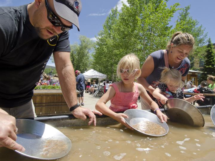Trying gold panning in Breckenridge