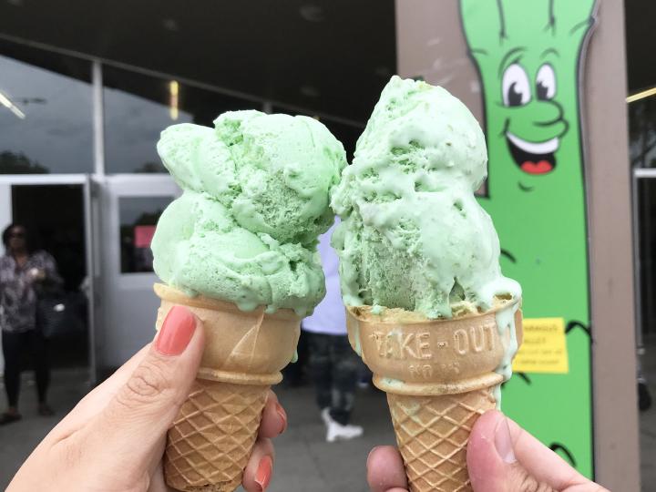 Asparagus-flavored ice cream at the San Joaquin Asparagus Festival in Stockton