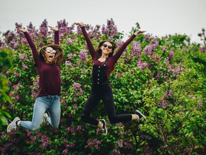 Enjoying colorful gardens at the Rochester Lilac Festival in Rochester, New York 