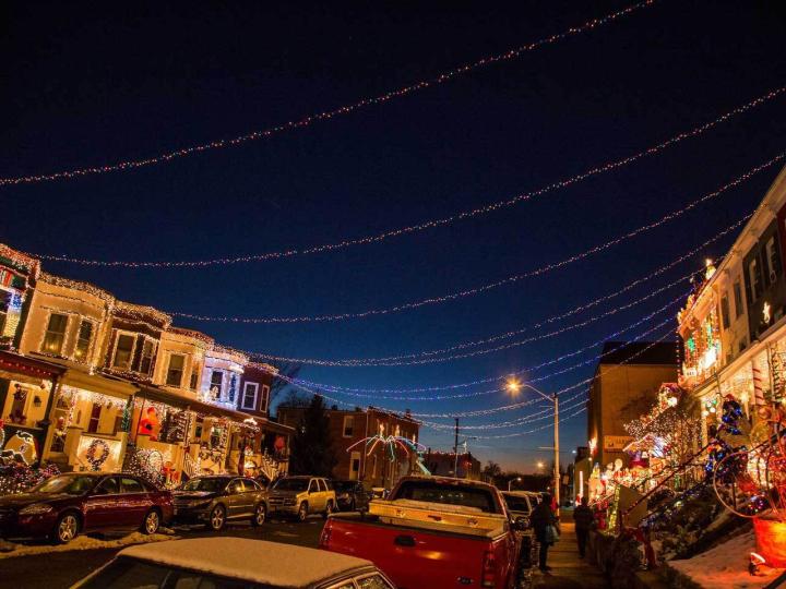 Holiday lights illuminate Baltimore’s Hampden neighborhood