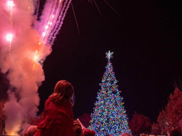 La iluminación del árbol de Navidad de Cordova en Rancho Cordova, California