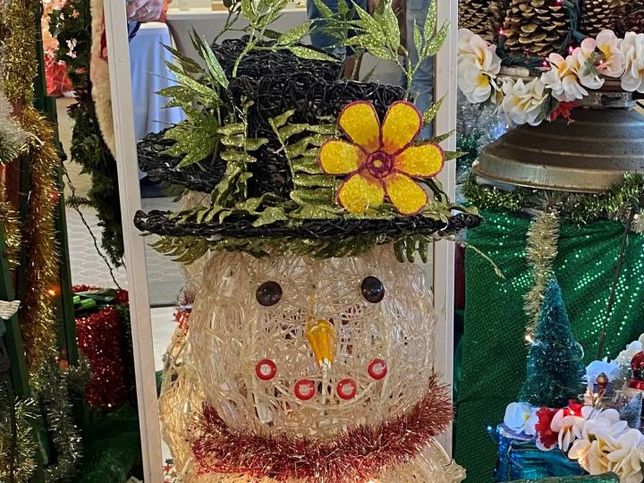 A snowman light display at the Lights on Rice Parade in Kaua'i