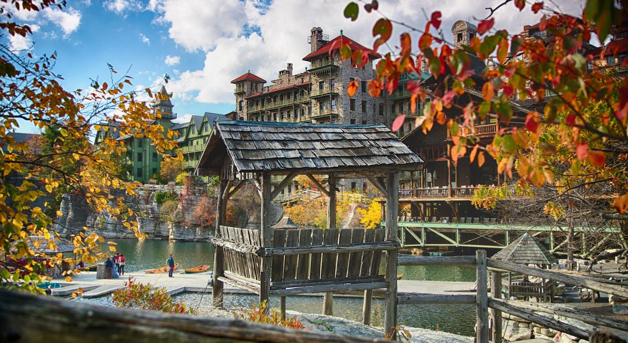 By the river at Mohonk Mountain House in New Paltz, New York, in the Hudson Valley